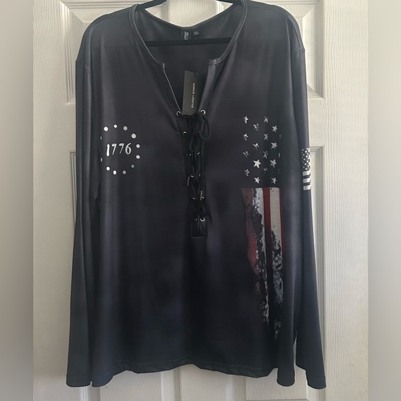 NWT Warrior Style Men's Patriot Patriotic Veteran Long Sleeve Shirt SOFT 2XL TTS - Picture 2 of 11